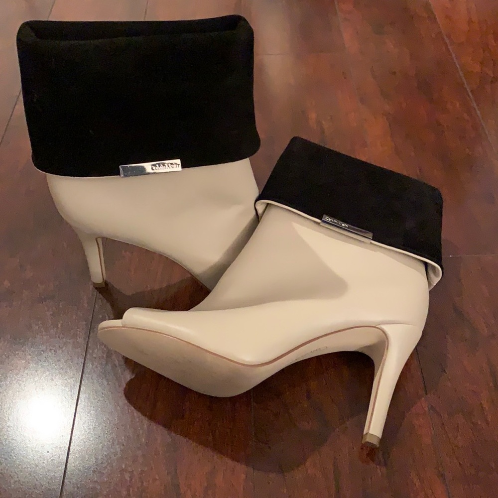 Calvin Klein open toe cuff bootie pumps